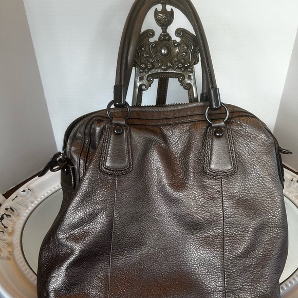 Authentic Coach Kristin Leather Top Zip Metallic Bronze Tote Bag NO STRAP - Picture 3 of 11